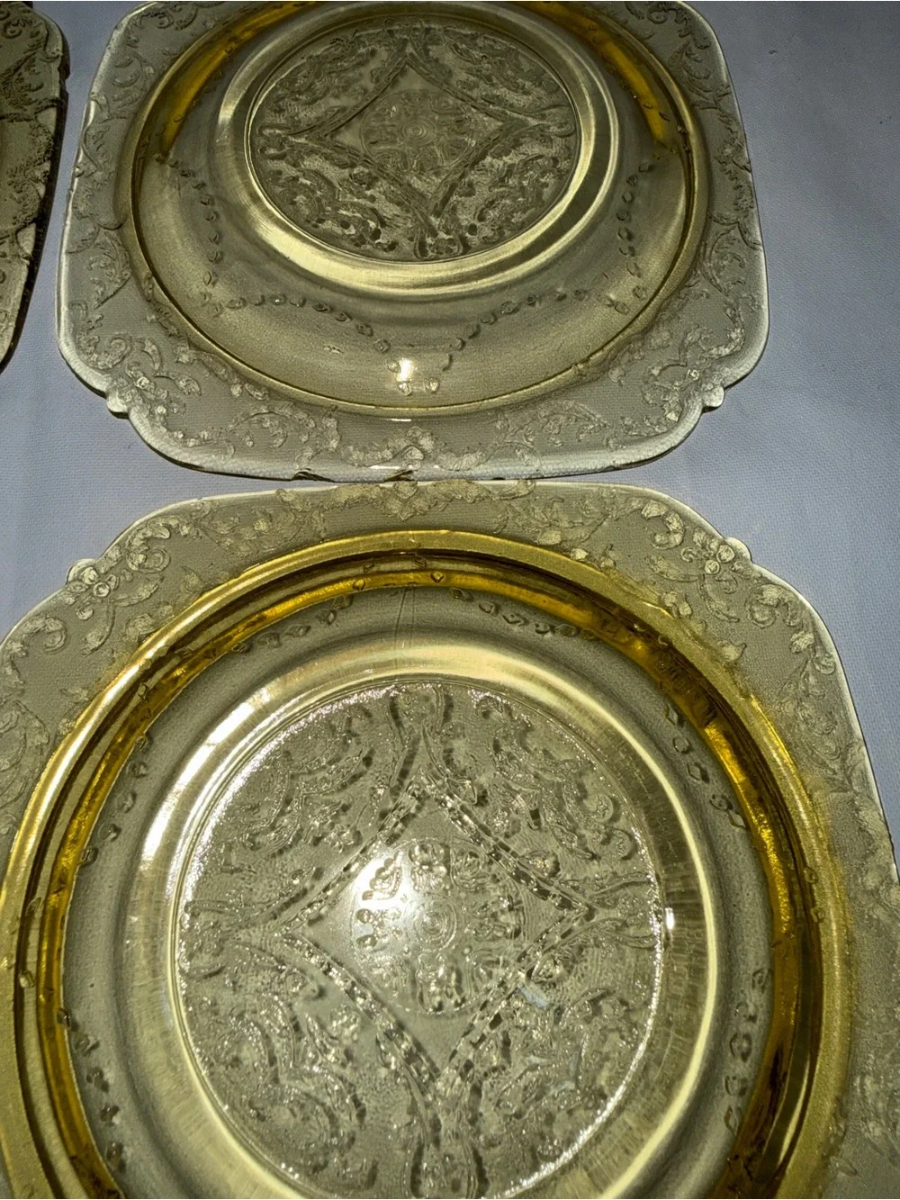 Vintage Amber Depression Glass Salad Dessert Plates Set of 4